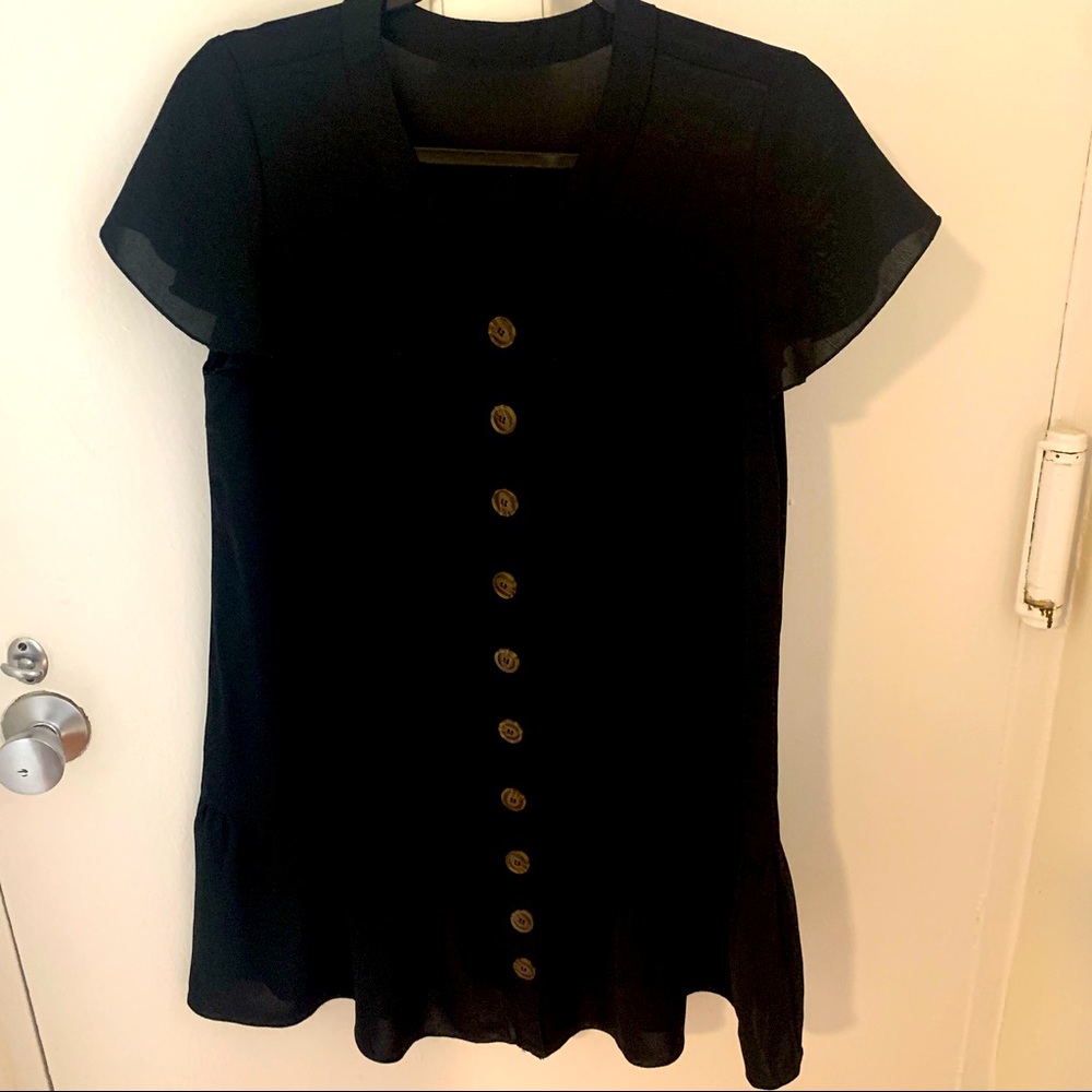 Womens Cute V Neck Short Sleeve Buttons